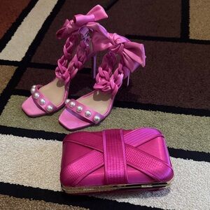 Elegant Pink Women's Heels and clutch sold together